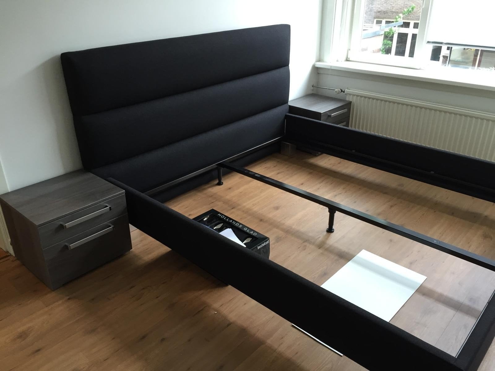 Bedombouw, grijs tweed voor 180x210 bed, Ophalen, 210 cm, Tweepersoons, 180 cm