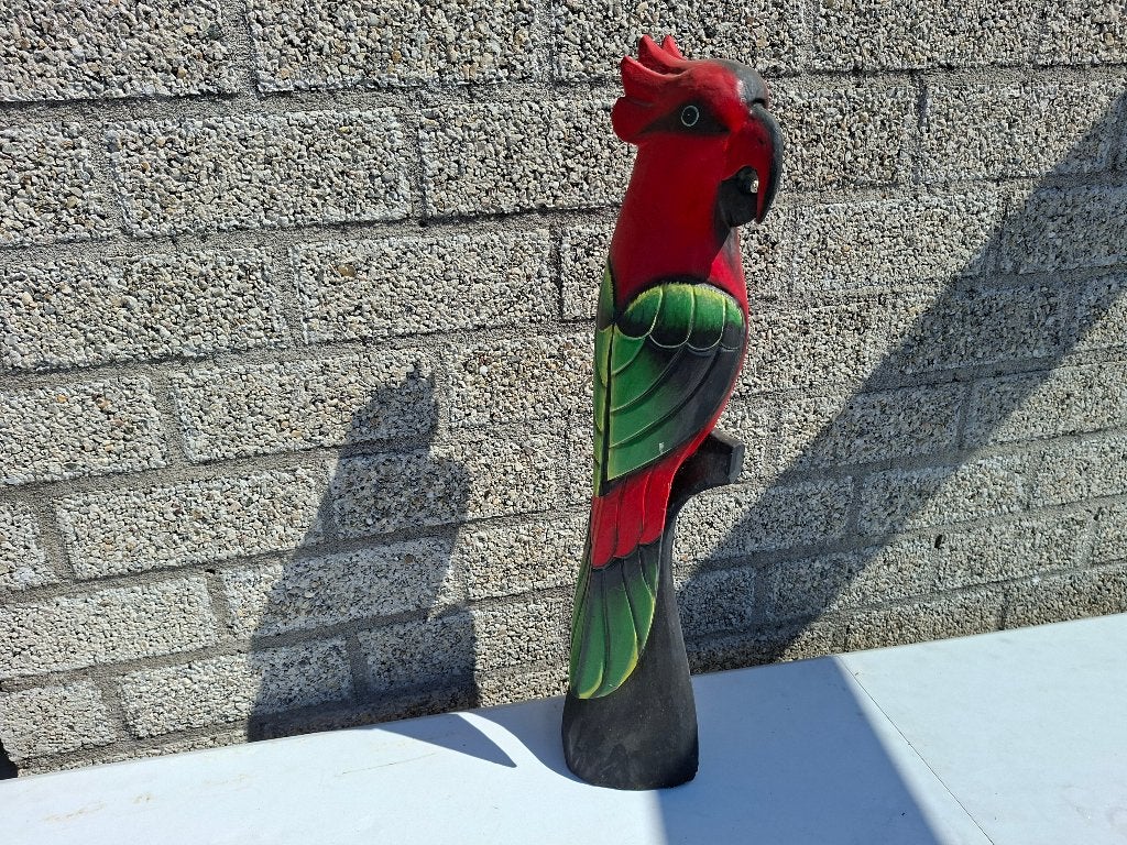 handgemaakte papagaai van hout, Antiek en Kunst, Ophalen of Verzenden, Handgemaakt, Hout, Houtsnijwerk