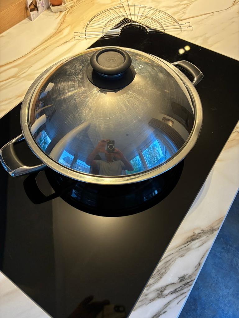 AMC grote Wok 5,6 liter met toebehoren. Softline, Huis en Inrichting, Keuken | Potten en Pannen, Gebruikt, Ophalen of Verzenden