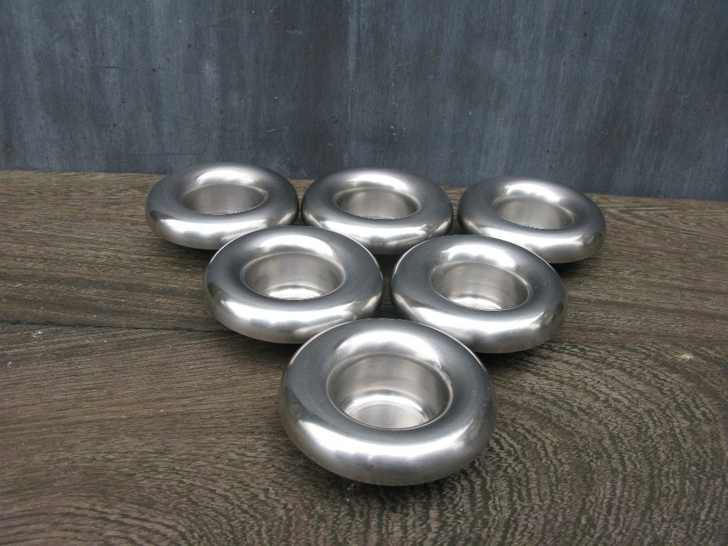 6x STELTON EIERDOP/HOUDER WAXINELICHT RVS ZELDZAAM, Zilver, Gemerkt, Object, Ophalen of Verzenden
