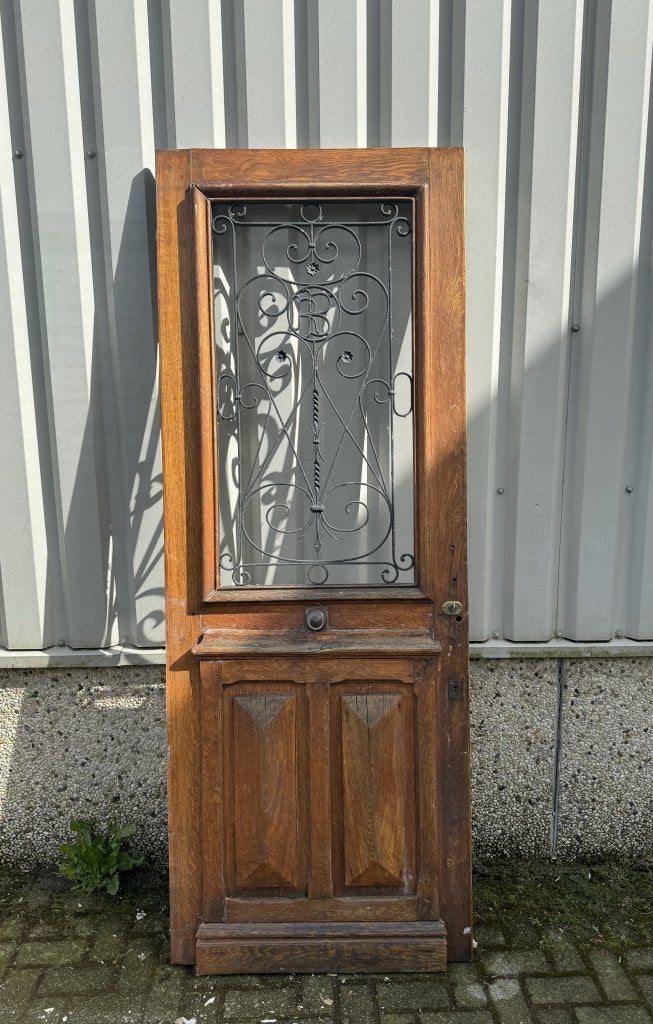 Prachtige antieke eiken voordeur, Doe-het-zelf en Verbouw, Deuren en Horren, Gebruikt, Buitendeur, 215 cm of meer, 80 tot 100 cm