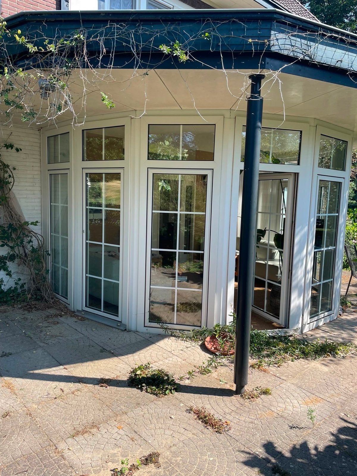 Kunststof serre/tuinkamer met 4 deuren en 5 vaste panelen, Ophalen, Gebruikt, 120 cm of meer, Overige typen