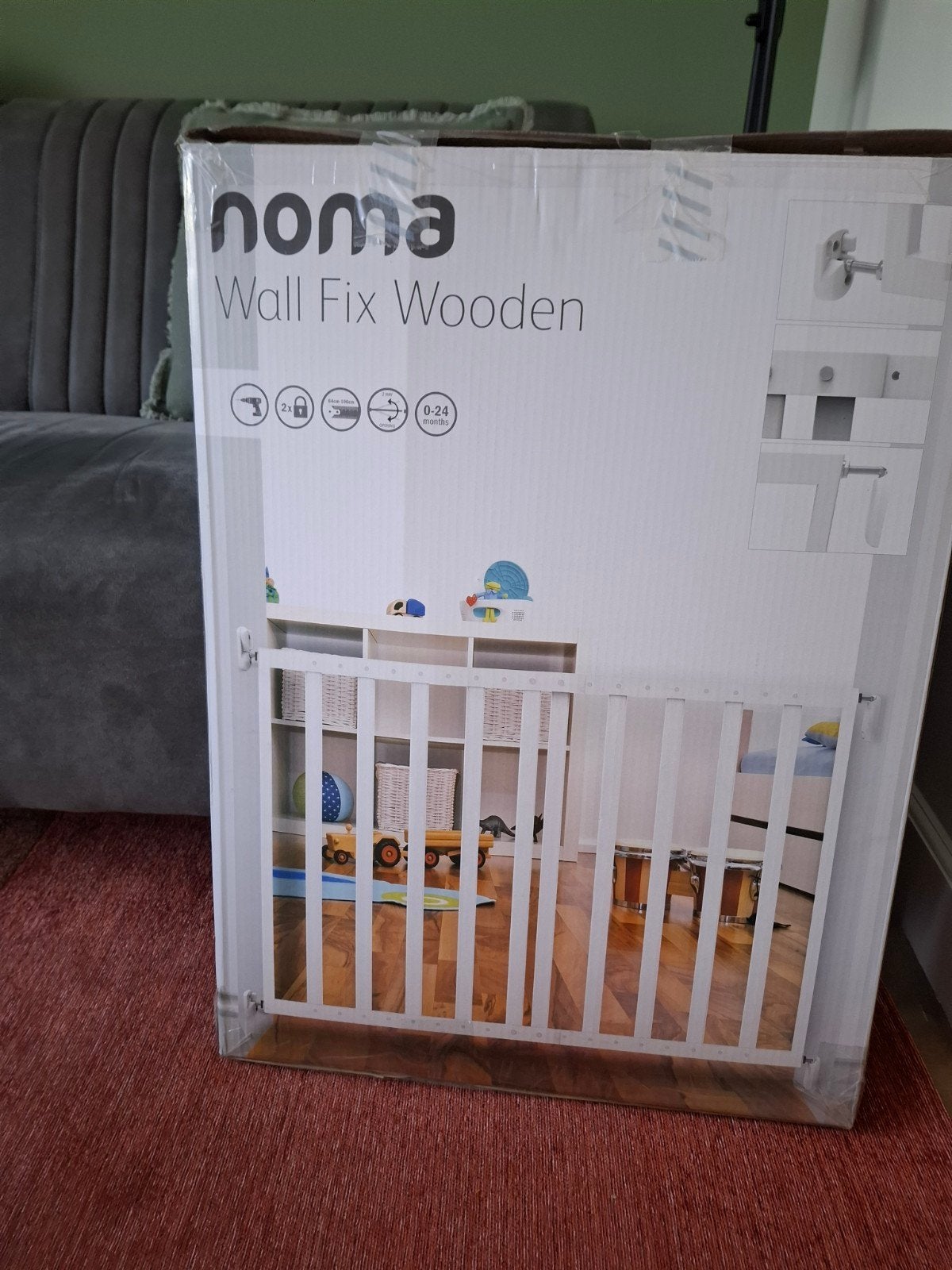 Noma Wall Fix Wooden Veiligheidshekje - compleet in doos, Ophalen, Zo goed als nieuw, Schroefhekje, Hout