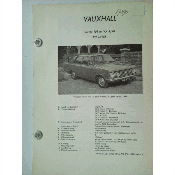 Vauxhall Victor 101 VX 4l90 Vraagbaak losbladig 1965-1966 #1, Ophalen of Verzenden, Gelezen, Overige merken
