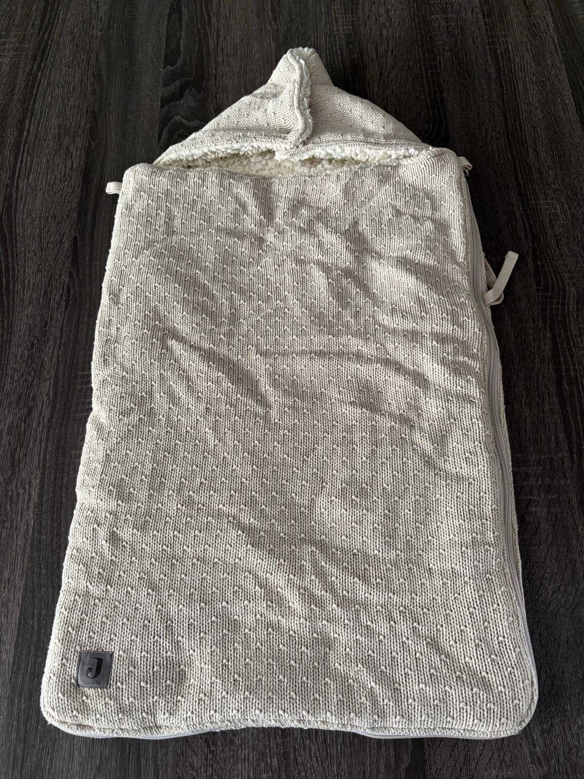 Jollein Voetenzak Gebreid Teddy Beige, Overige merken, Ophalen of Verzenden, 0 t/m 13 kg, Gebruikt