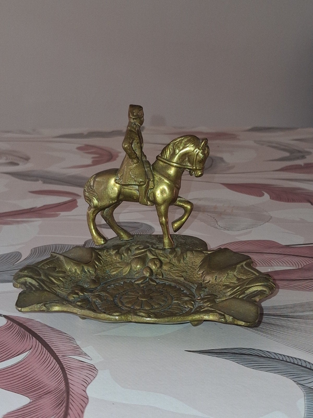 Antieke Messing Ruiter op Paard Asbak/Decoratie, Ophalen of Verzenden, Brons