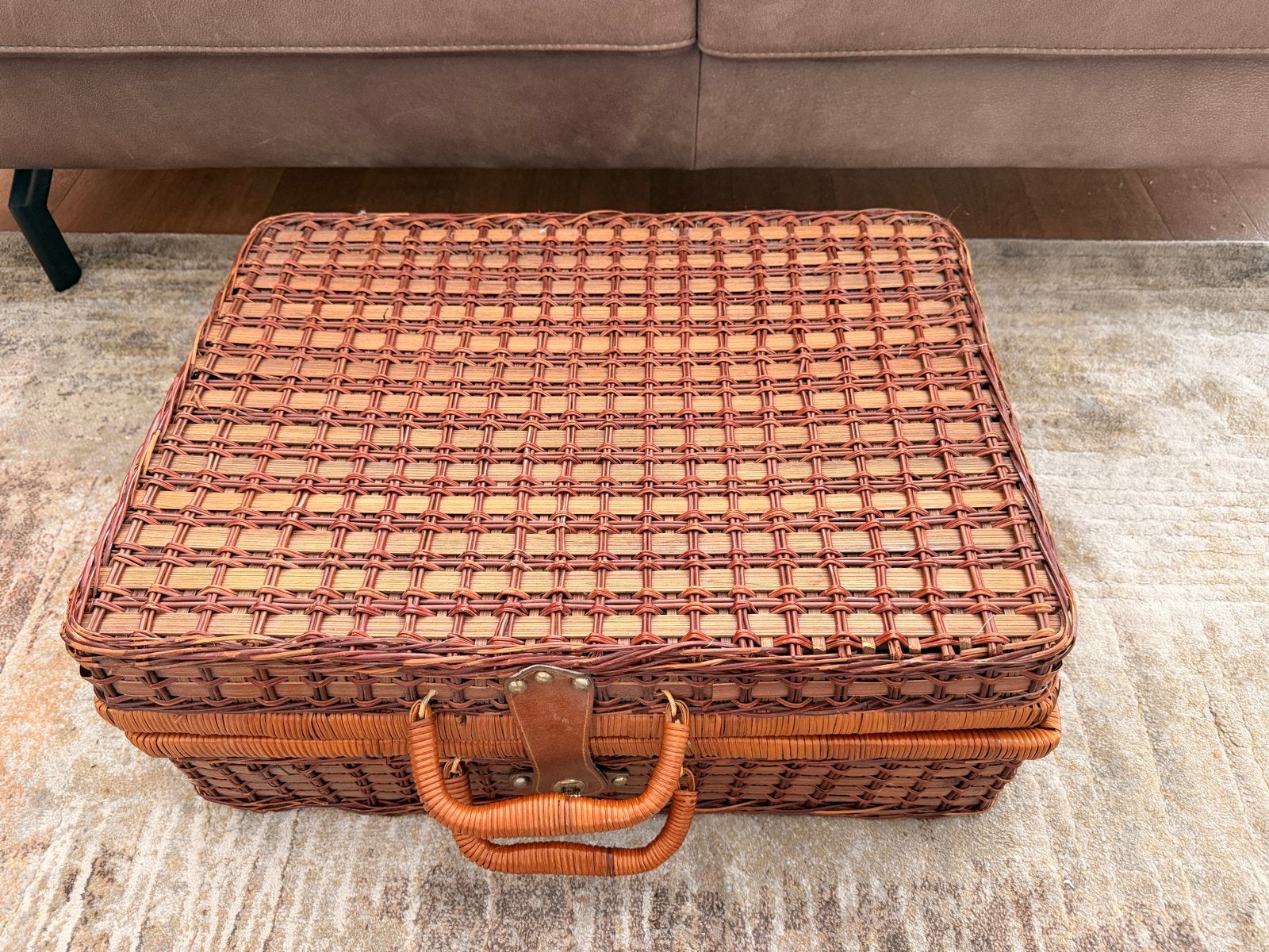Vintage Picknickmand met Servies en Bestek - Compleet Set, Ophalen, Gebruikt