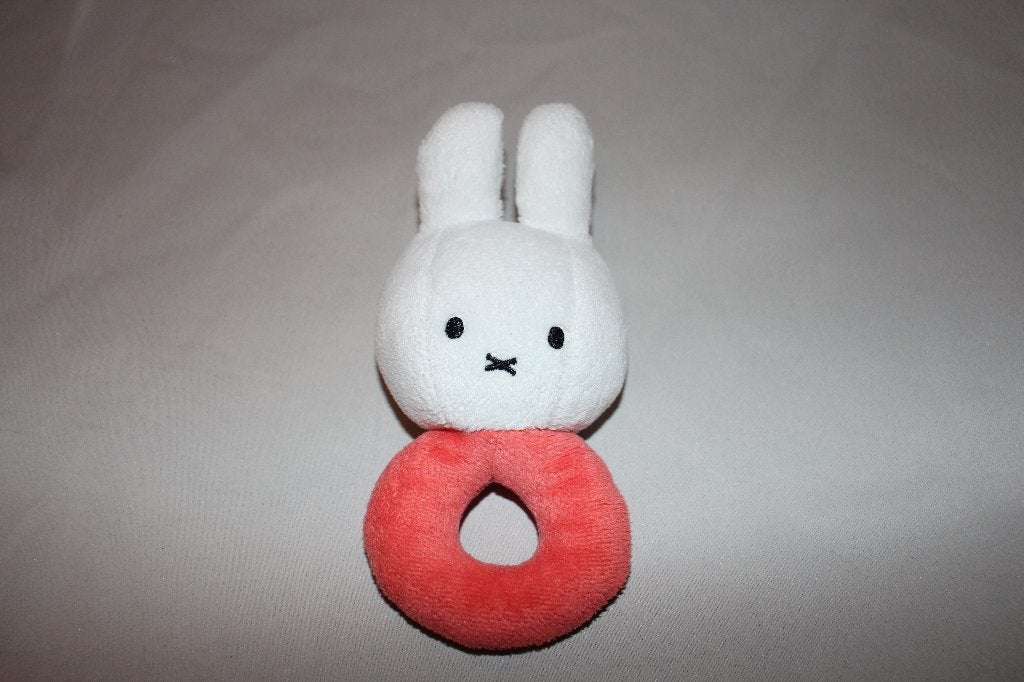 Nijntje rammelaar knuffel pluche - wit/oranje 15cm, Oranje, Gebruikt, Konijn, Nijntje