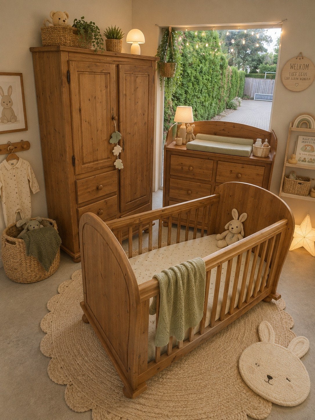 Complete babykamer set: ledikant, commode, kledingkast, Kinderen en Baby's, Kinderkamer | Complete kinderkamers, Ophalen, Gebruikt