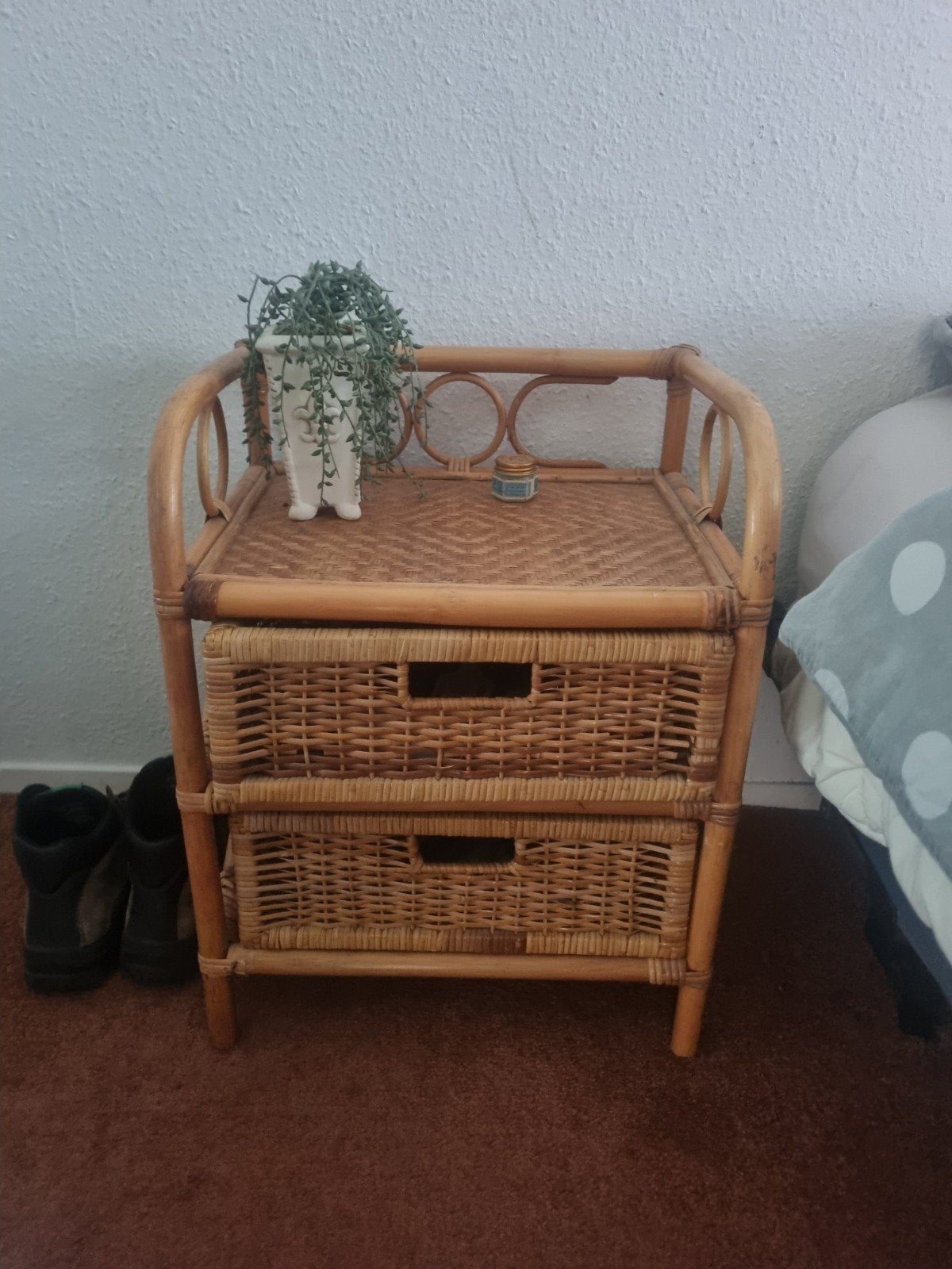 Rotan nachtkastje met lades, Ophalen of Verzenden, Gebruikt