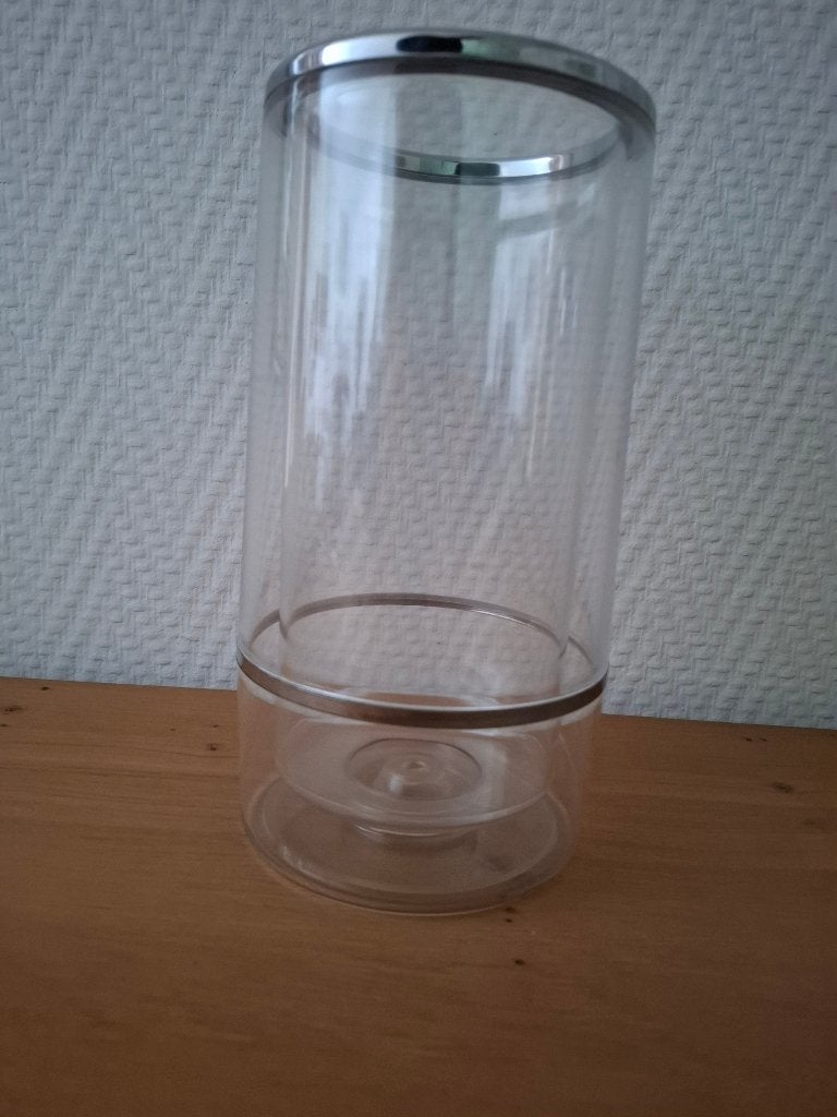 Wijnkoeler transparant met Zilveren rand, Flessenkoeler, Kunststof, Zilver, Ophalen of Verzenden