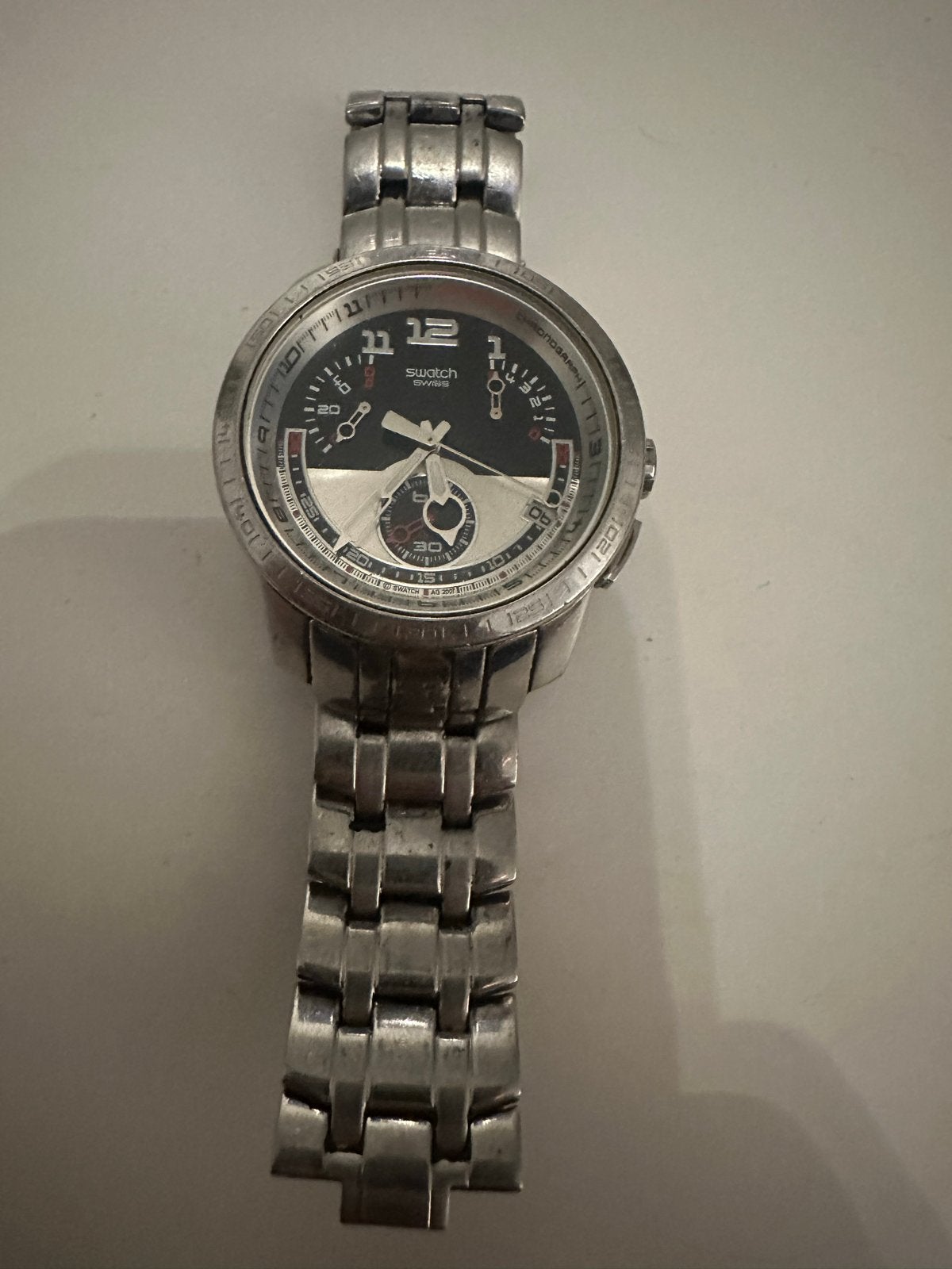 Swatch Polshorloge - Band mist pennetje, nieuwe batterij nod, Staal, Polshorloge, Swatch, Ophalen of Verzenden