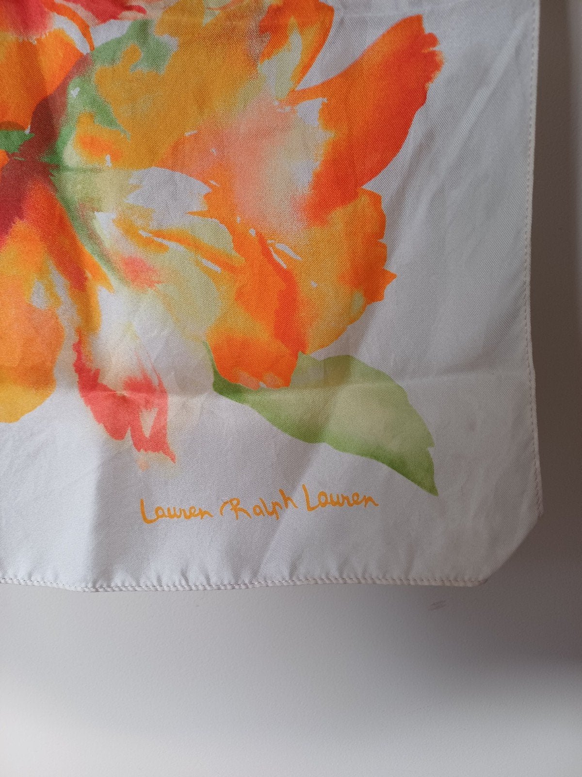 Lauren Ralph Lauren sjaal met oranje bloemenprint, Ophalen of Verzenden, Zo goed als nieuw