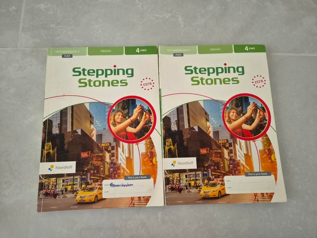 Stepping stones English text/workbook A+B 4vwo, Ophalen, Zo goed als nieuw