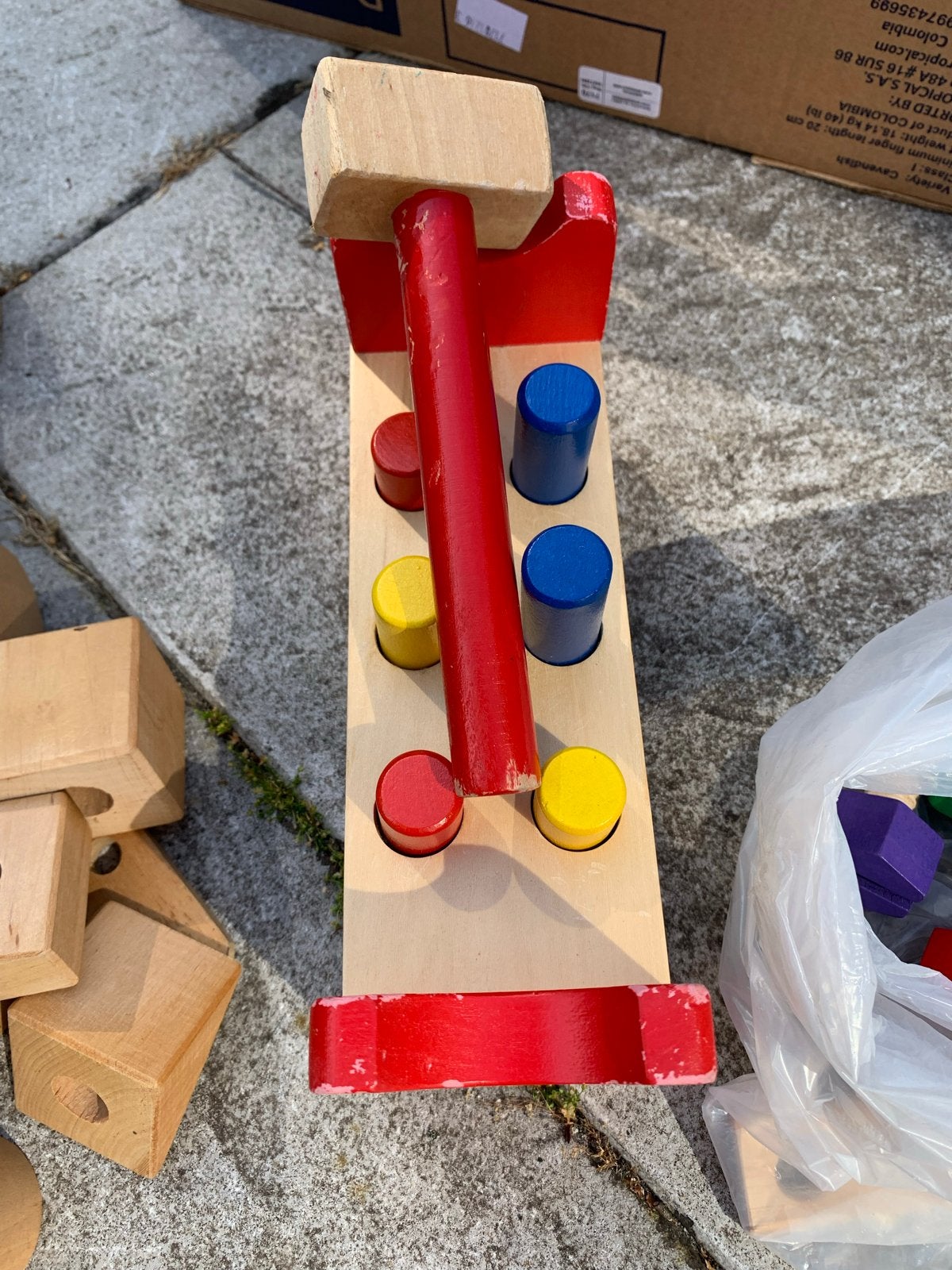 Houten speelgoed set: hamertje tik, autobaan, bouwblokken, Ophalen, Gebruikt, Overige typen