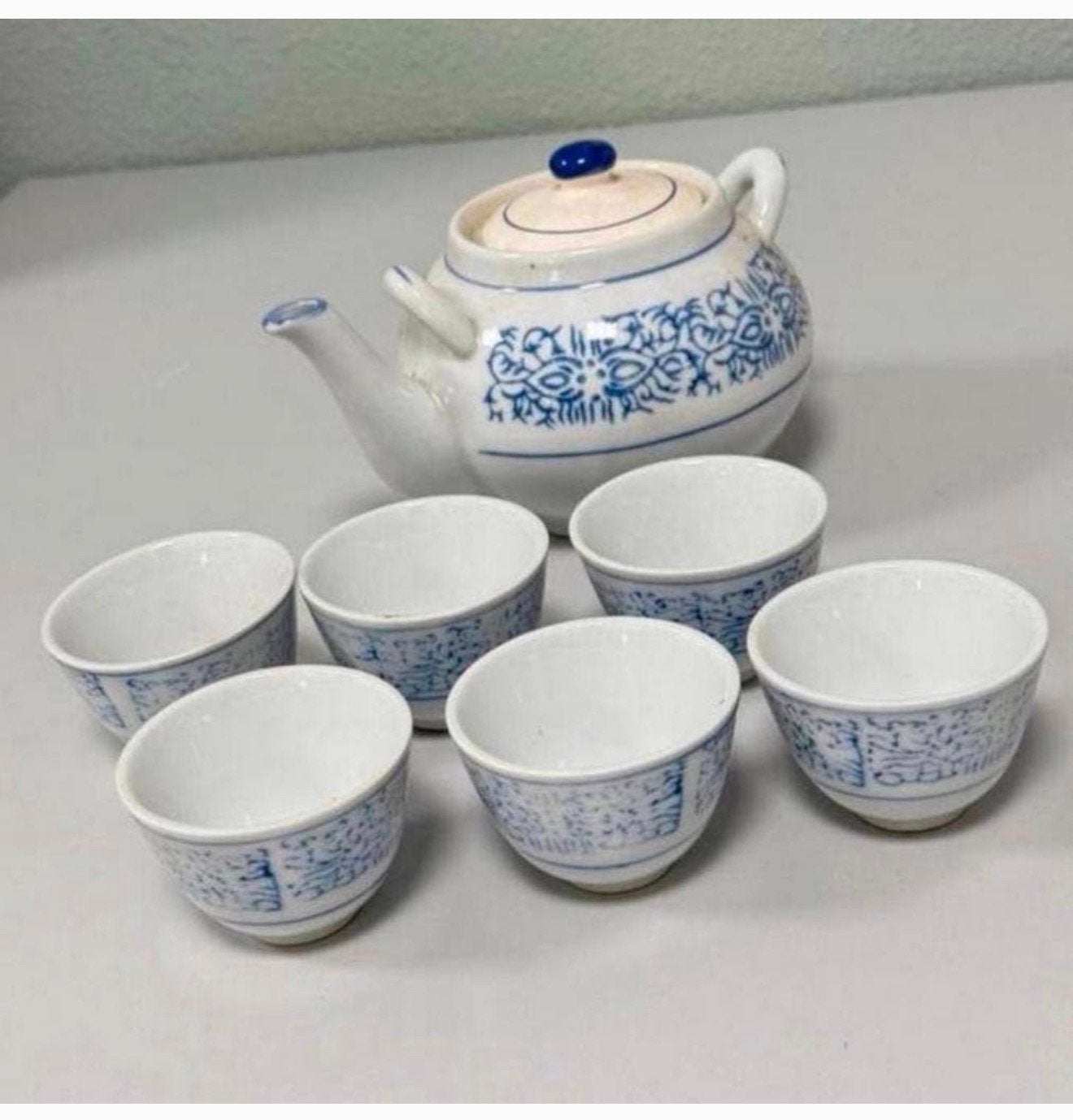 Antiek Chinese chinees thee-servies theepot 6 kopjes set, Ophalen of Verzenden