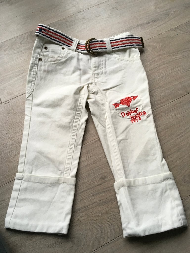 DOBBER 3/4 broek prachtig + riem NIEUW maat 128 D15, Broek, Meisje, Nieuw, Dobber