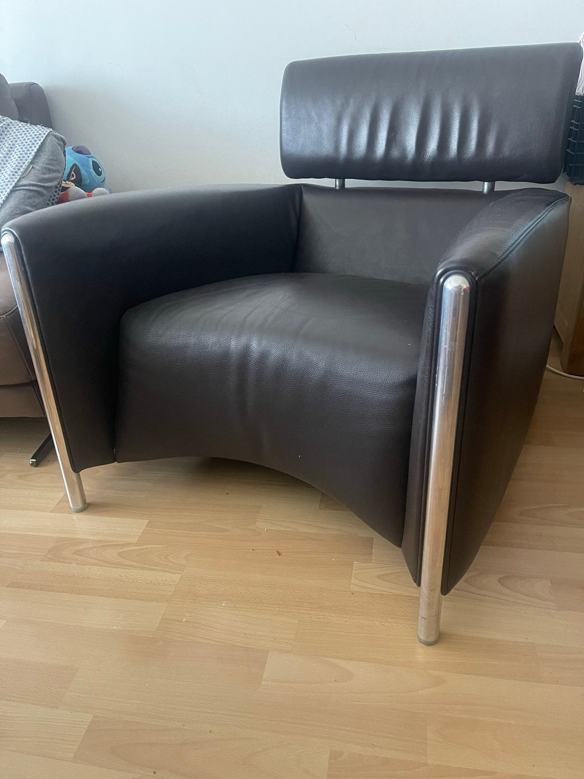 Leolux Oblomov fauteuil - Bruin leer, Ophalen, Gebruikt, Leer, 75 tot 100 cm