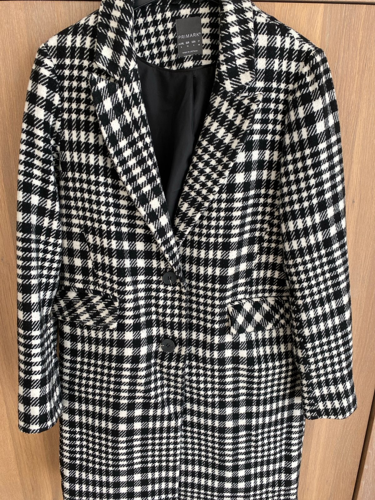 Primark Zwart-wit Geruite Jas - Maat 36 (S), Ophalen of Verzenden, Zo goed als nieuw, Maat 36 (S), Zwart