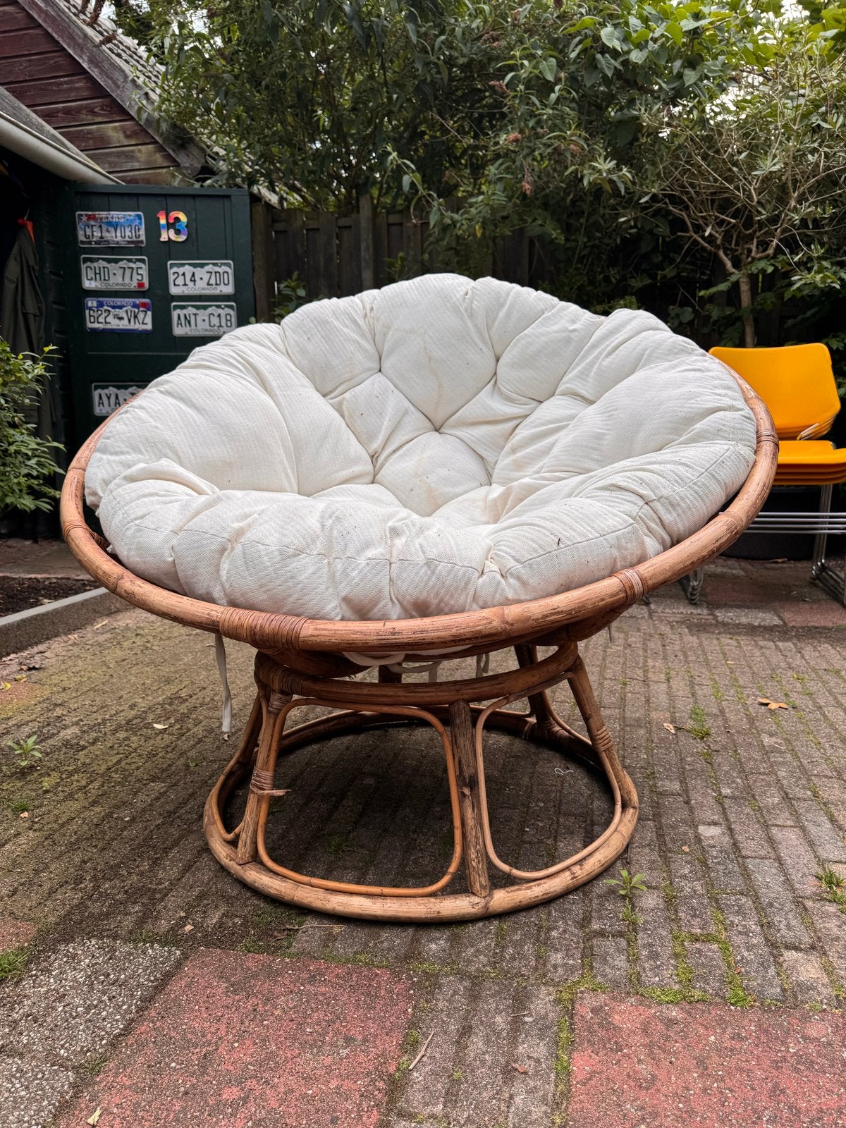 Papasan Rotan Stoel met Kussen, Ophalen, Gebruikt