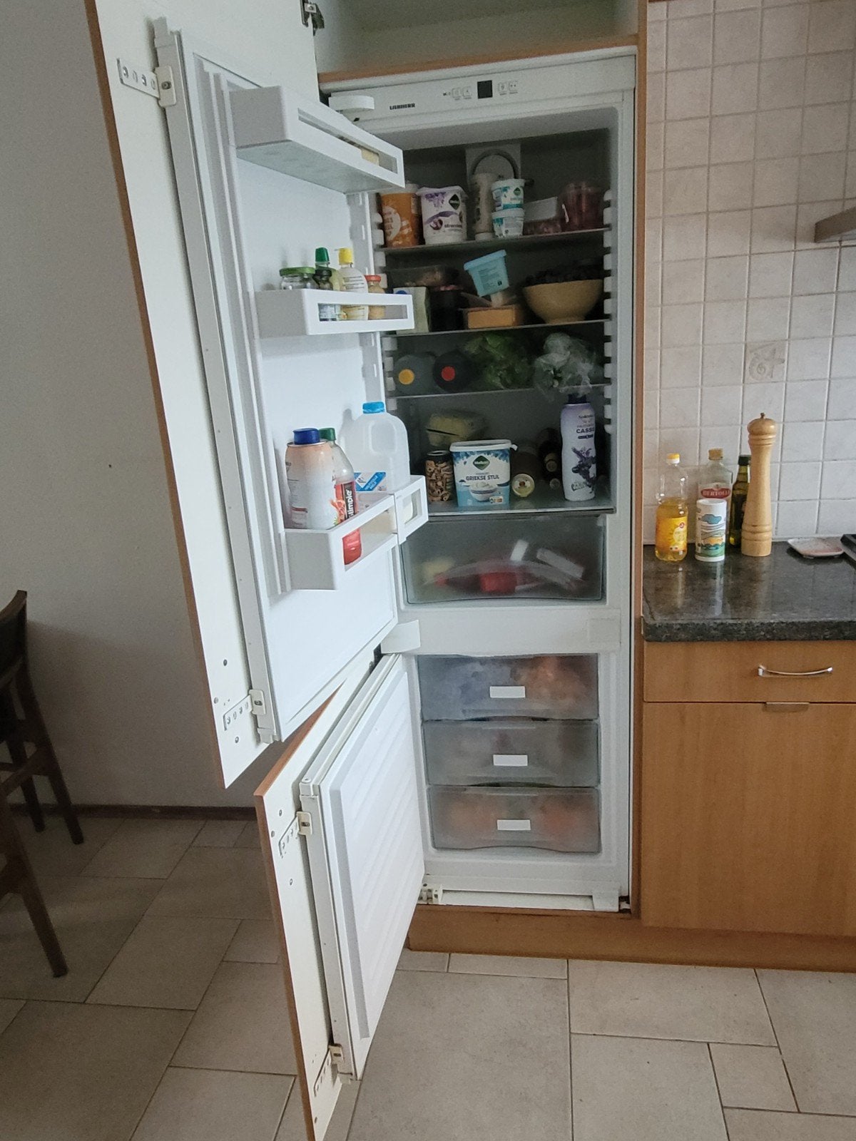 Liebherr Koelvriescombinatie Inbouw, Ophalen, Gebruikt, 200 liter of meer, 60 cm of meer
