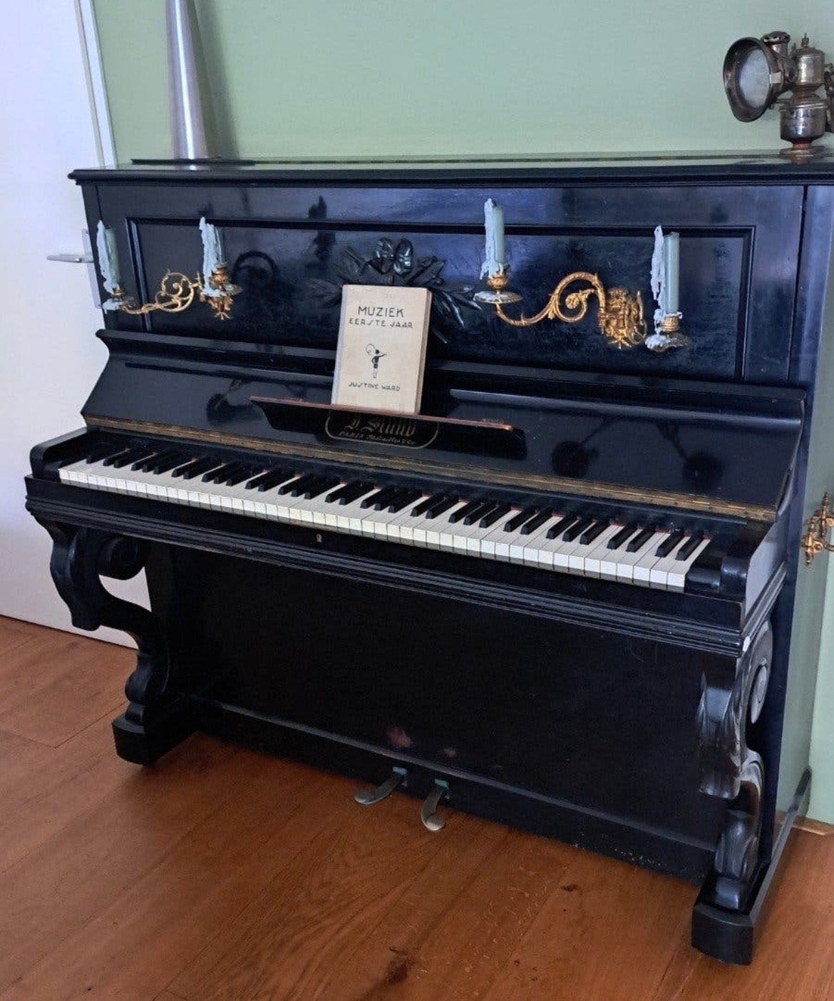 Antieke Zwarte Piano -, Ophalen, Gebruikt, Zwart, Piano