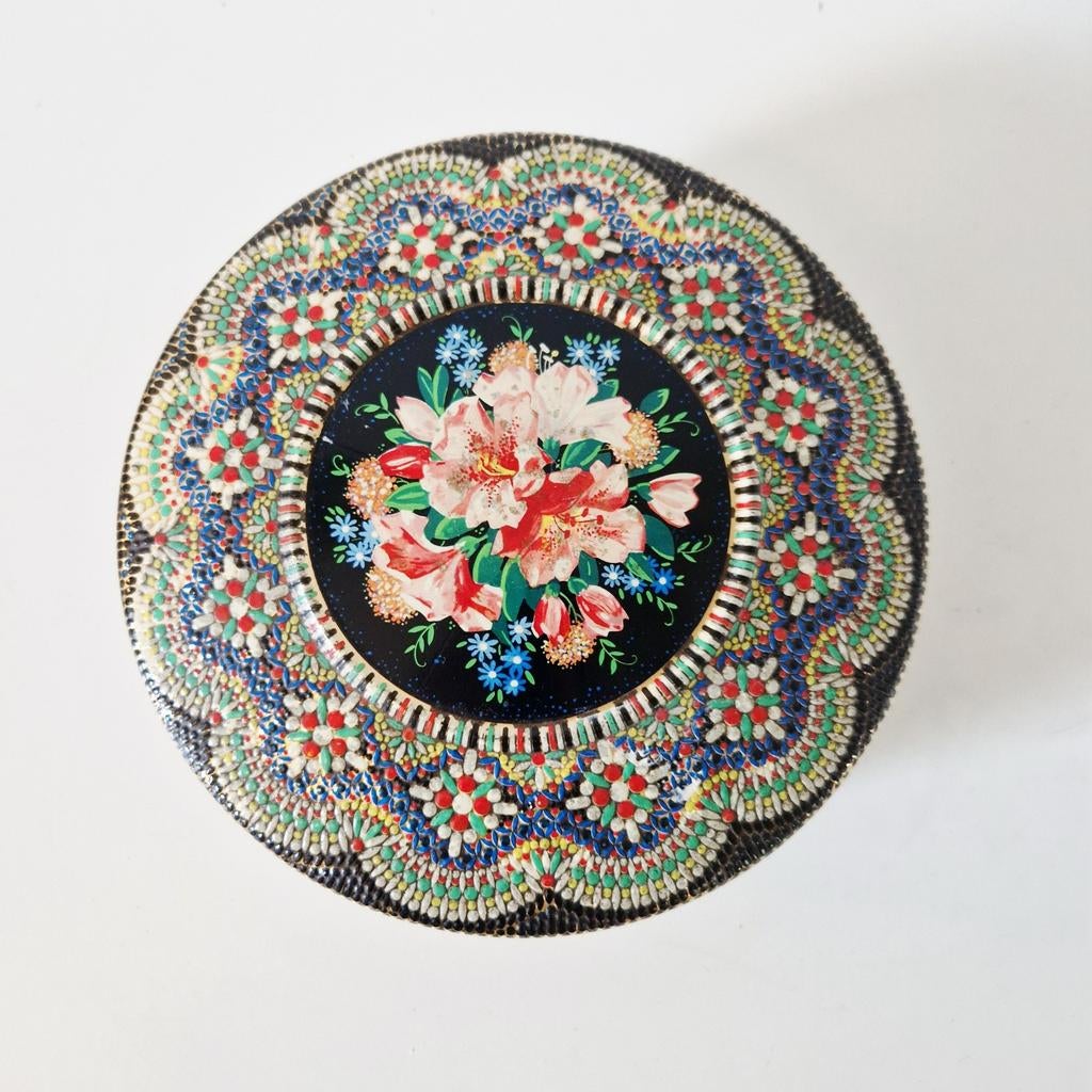 Vintage blik Oma's koektrommel koekjes trommel mozaiek blik, Ophalen of Verzenden, Huis en Inrichting