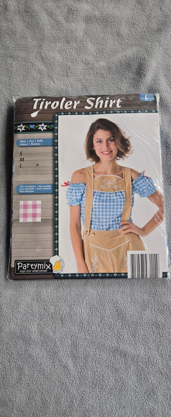 Tiroler Shirt - Blauw geruit kostuum blouse, Ophalen, Carnaval, Maat 42/44 (L), Nieuw