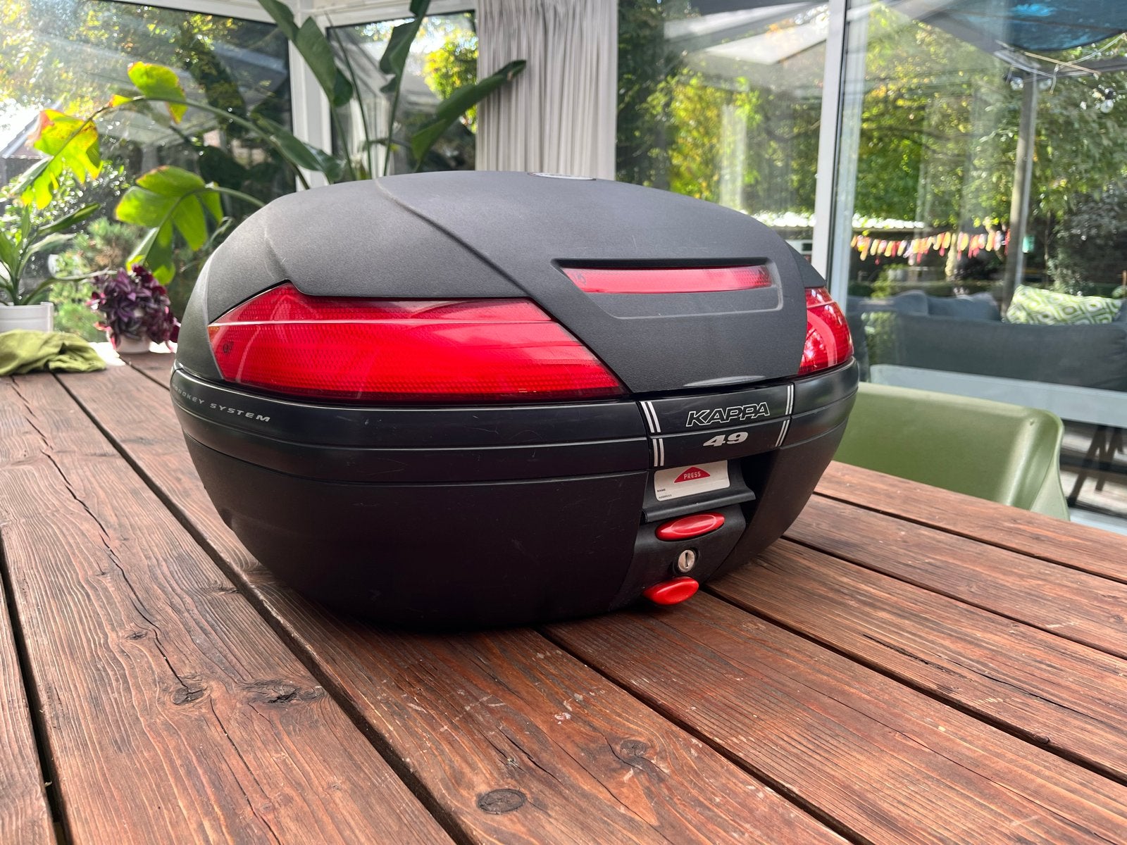 Kappa (Givi) K49 Monolock Topkoffer met Bevestigingsplaat, Motoren, Ophalen of Verzenden, Gebruikt