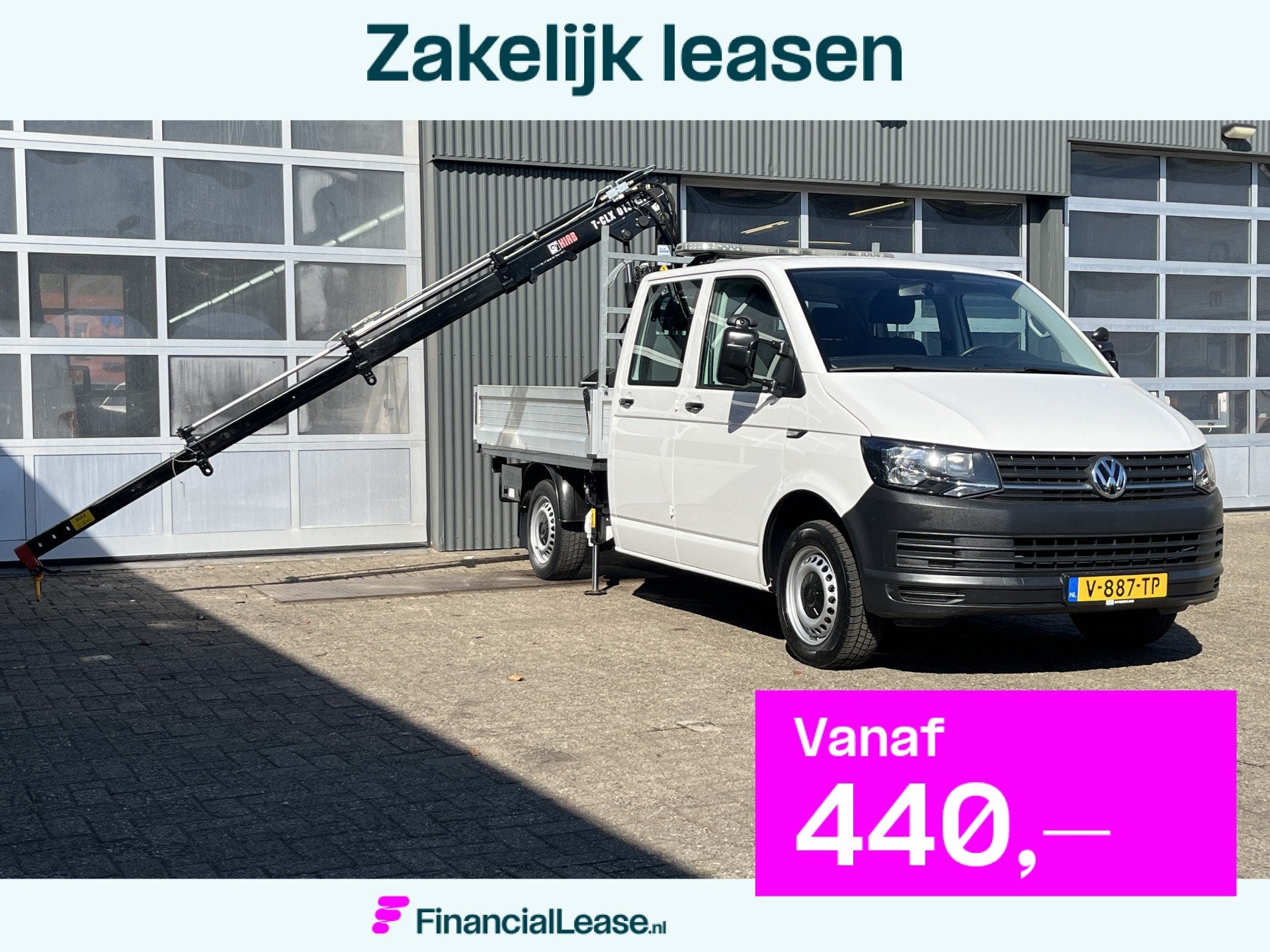 Volkswagen Transporter 2.0 TDI L2H1 DC Euro 6 Hiab 013T Laad, Voorwielaandrijving, Gebruikt, Euro 6, 4 cilinders