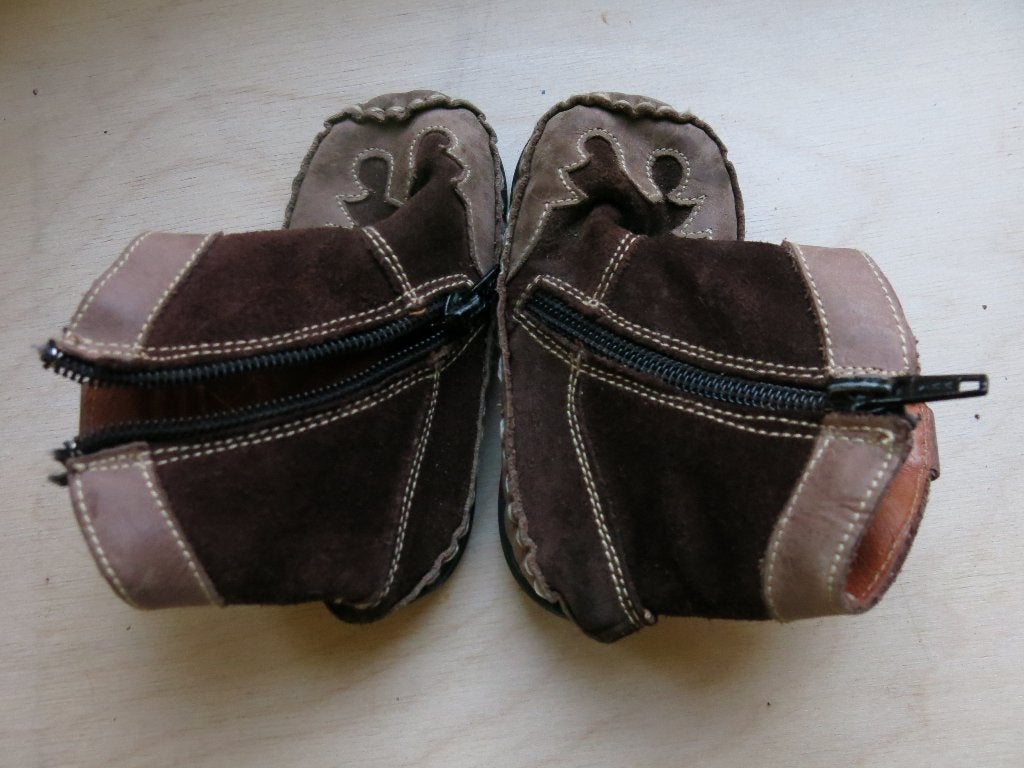 Vintage suede/leren laarsjes met rits - maat 20, Gebruikt, Jongen of Meisje, Ophalen of Verzenden, Laarzen