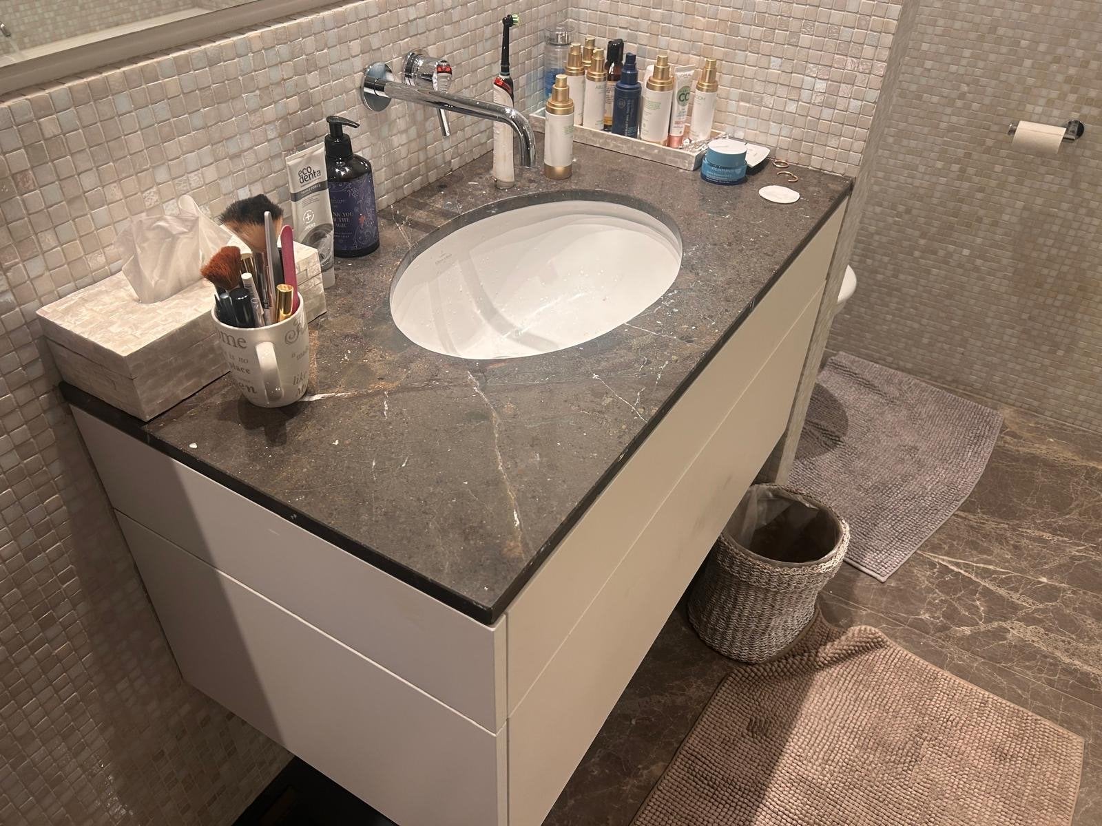 Villeroy & Boch wastafel met natuursteen blad, Ophalen, Gebruikt, 50 tot 100 cm, Minder dan 100 cm