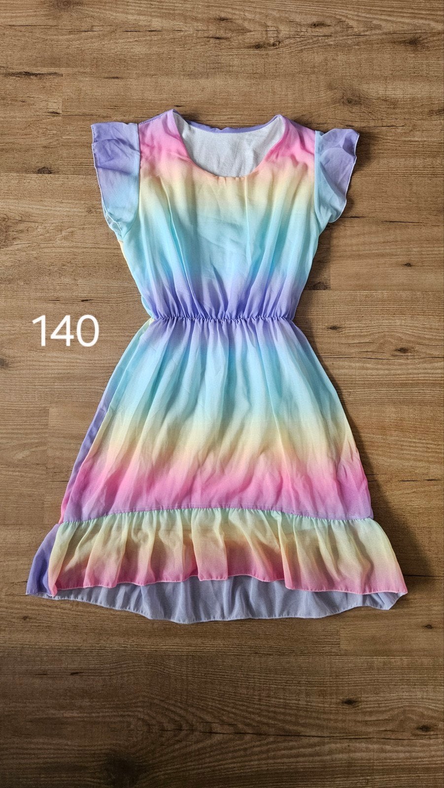 Regenboogjurk maat 140, Ophalen of Verzenden, Zo goed als nieuw, Meisje, Jurk of Rok