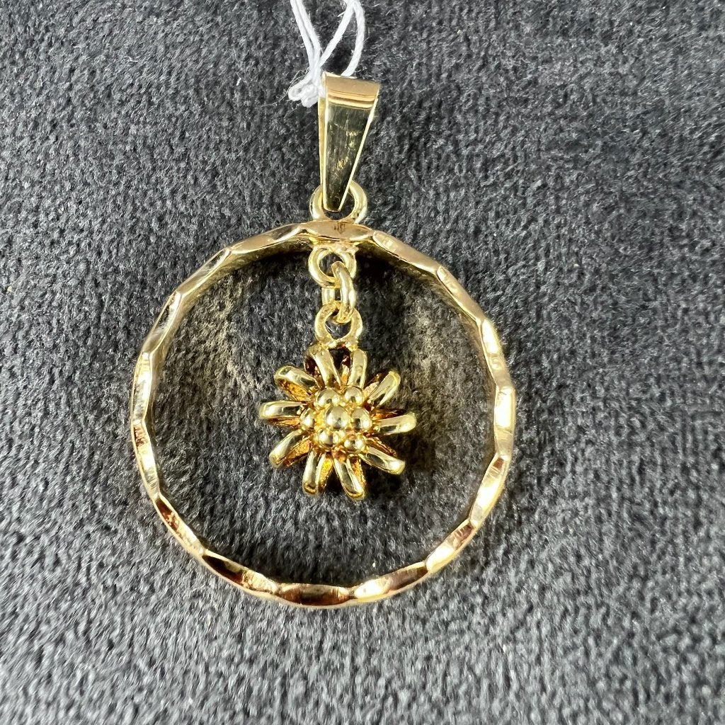 Gouden Hanger | 14k | 4,62g | ring met bedel zon | 411926, Sieraden, Tassen en Uiterlijk, Kettinghangers, Gebruikt, Overige voorstellingen