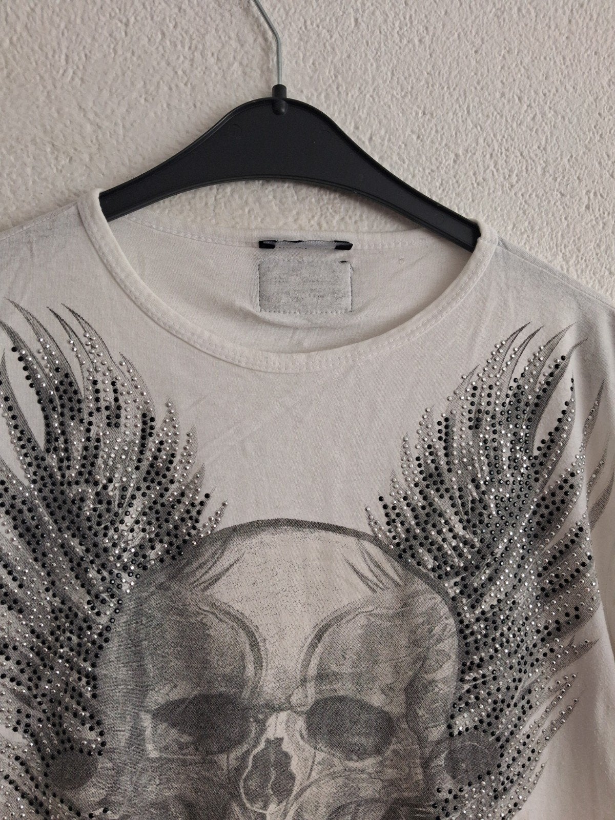 Philipp Plein T-shirt met doodshoofd en vleugels - Maat L, Maat 52/54 (L), Wit, Ophalen of Verzenden, Philipp Plein