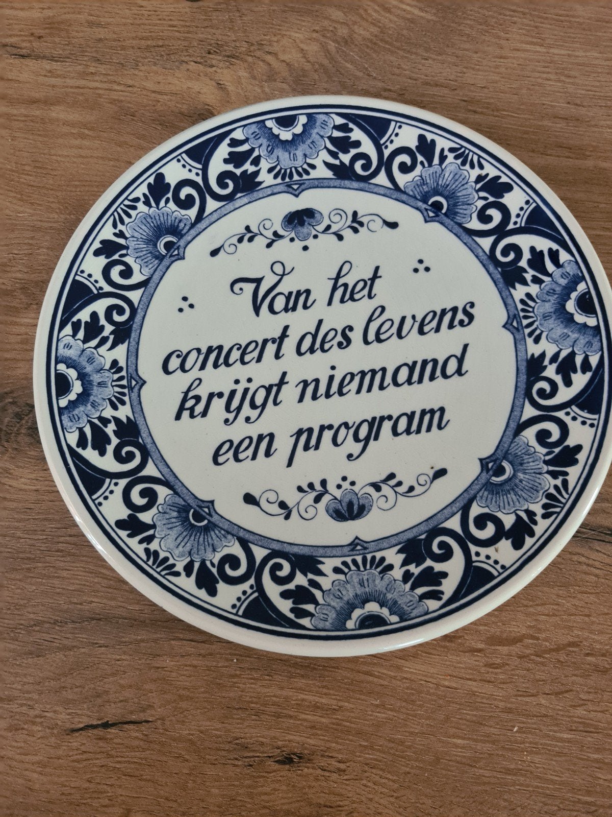 Delfts Blauw wandbord met spreuk, Ophalen of Verzenden