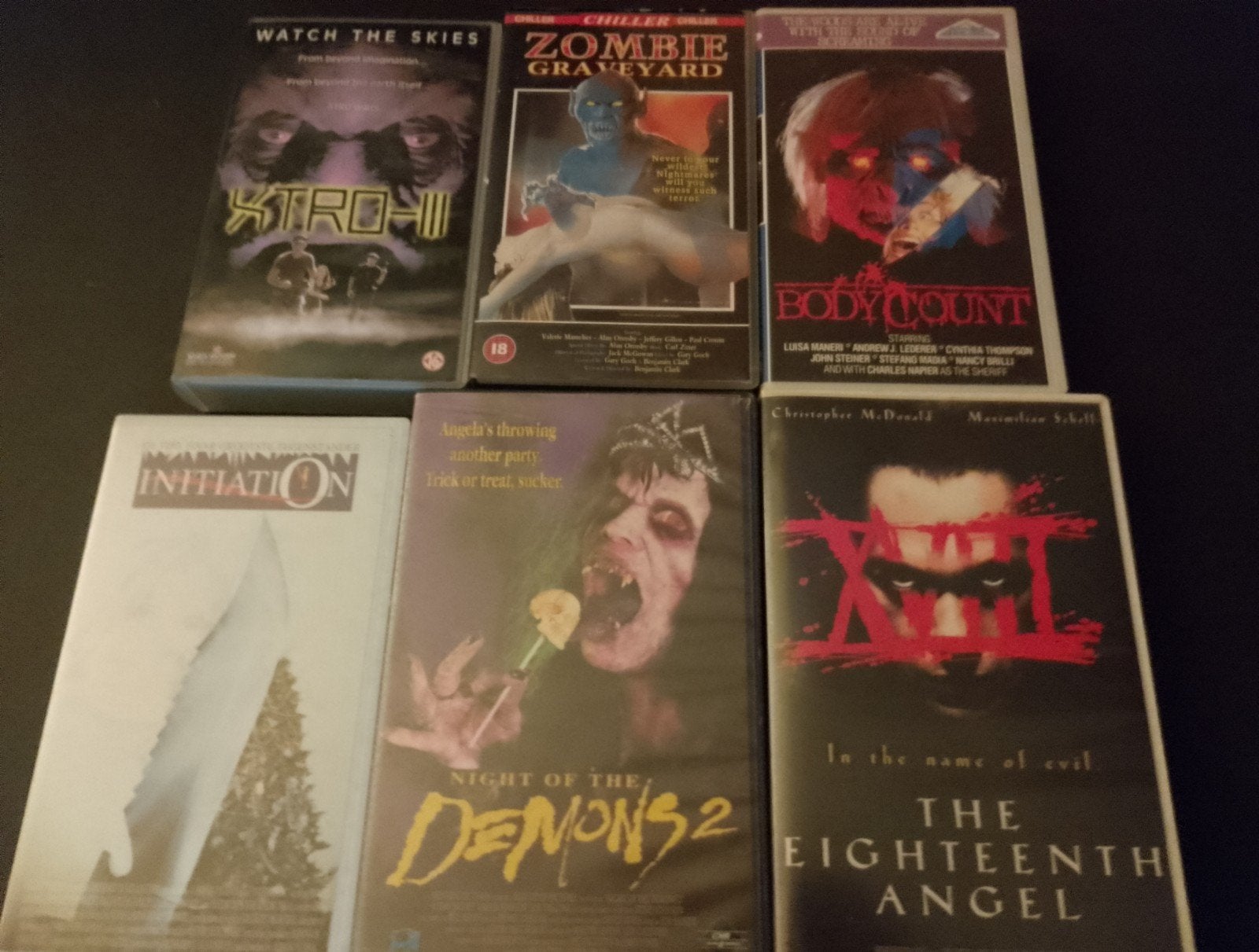 6 HORROR LOT VHS.  IN 1 KOOP. DEMONEN / ZOMBIES / SLASHER., Vanaf 16 jaar, Verzenden, Gebruikt, Horror