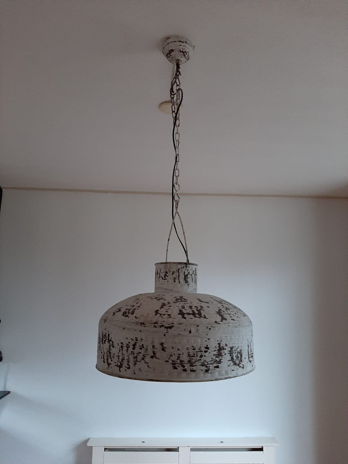 Emaille hanglampen 2 stuks, Huis en Inrichting, Lampen | Hanglampen, Ophalen, Overige materialen, Gebruikt, Minder dan 50 cm