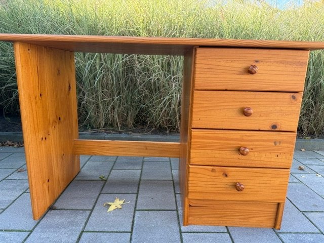 Massief houten bureau met lades, Huis en Inrichting, Ophalen, Gebruikt, 120 cm, Hout