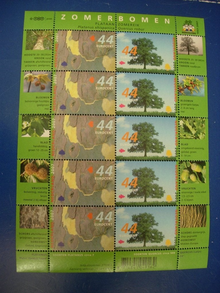 NL velletje met 5 series zomerbomen 2007, Verzenden, Na 1940, Postfris