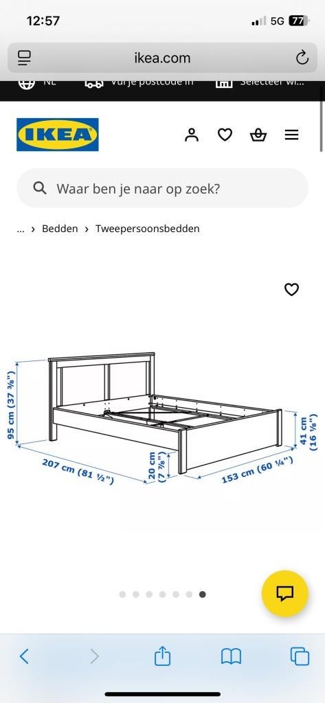 IKEA Songesand Double Bed, Wit, Tweepersoons, Ophalen of Verzenden, Zo goed als nieuw