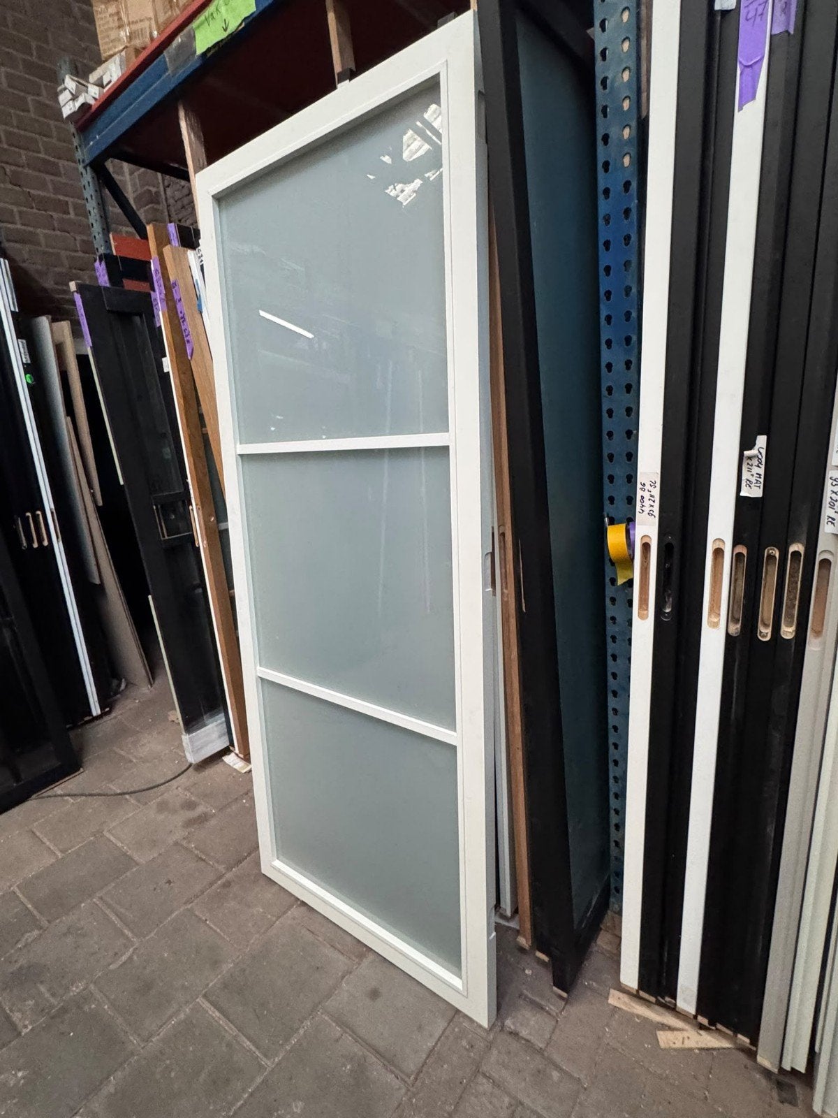 88x211,5cm binnendeur stomp links staallook wit SL40, Ophalen, Binnendeur, Nieuw, Glas