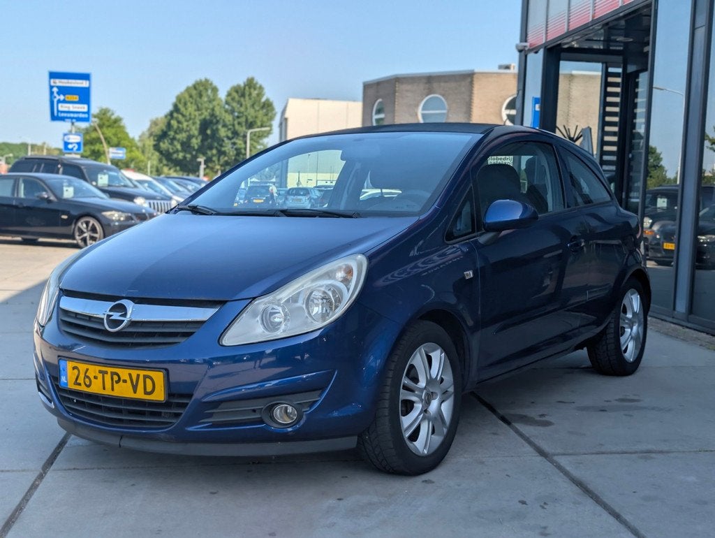 Opel Corsa 1.4-16V Enjoy - Airco - Automaat -, Auto's, Gebruikt, Zwart, 4 cilinders, Blauw