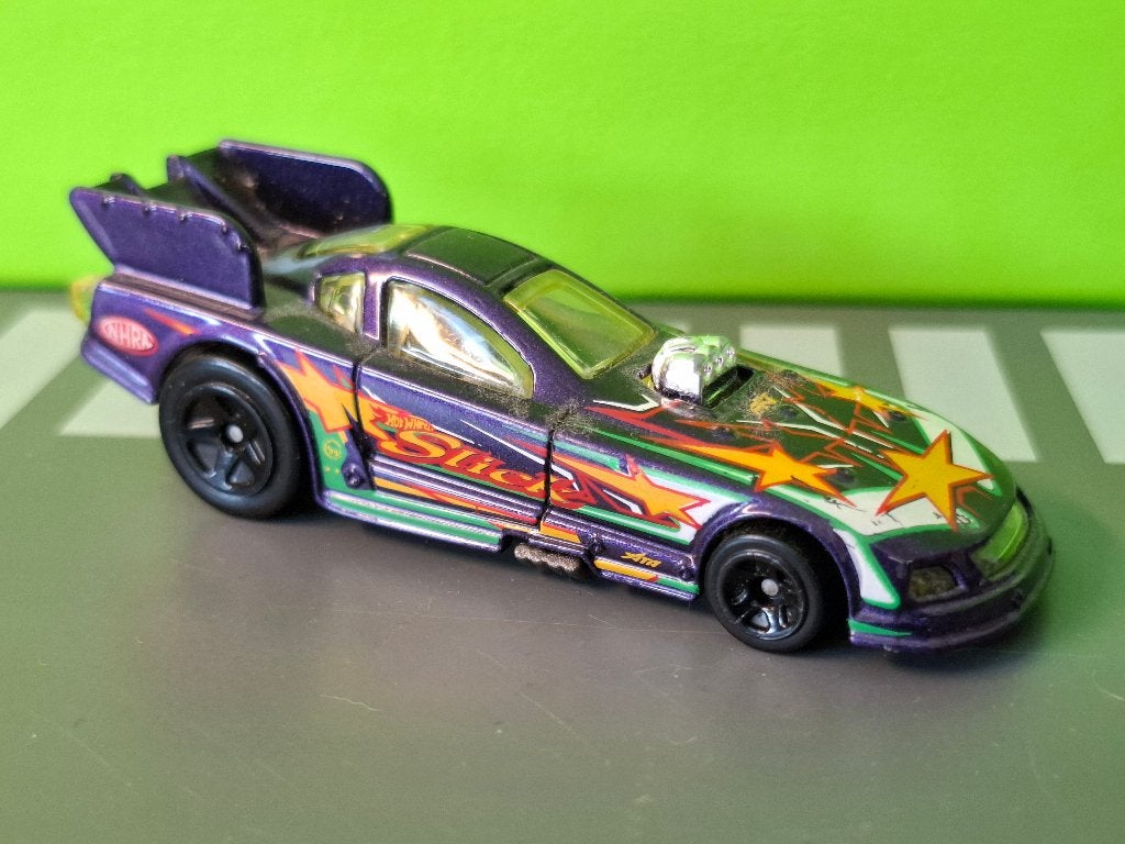 Hotwheels - Ford Mustang Funnycar [paars] 1/60, Ophalen of Verzenden, Gebruikt, Auto