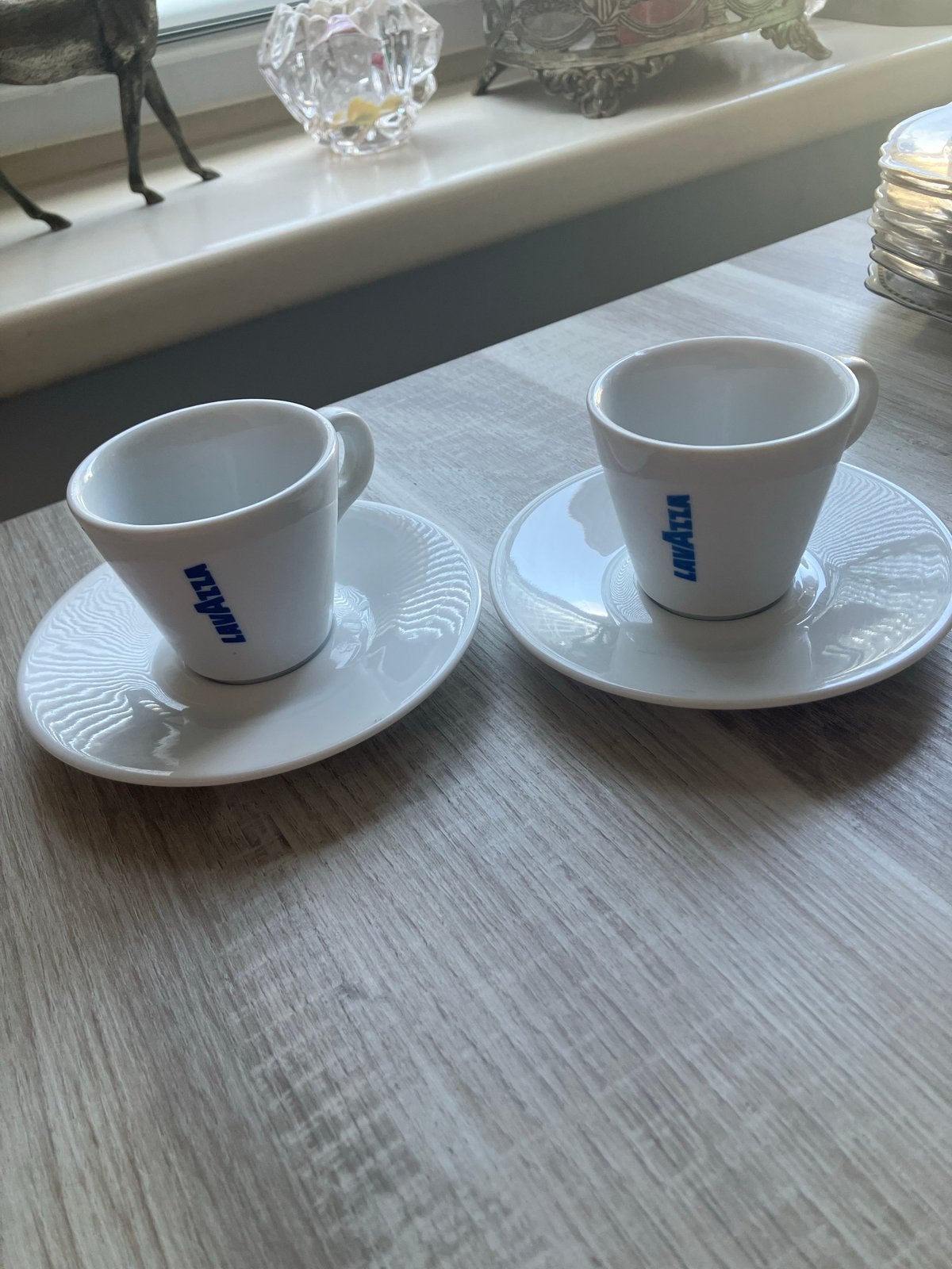 Lavazza espresso kopjes met schotels - Le Porcellane d'Ancap, Overige merken, Ophalen of Verzenden, Zo goed als nieuw, Modern
