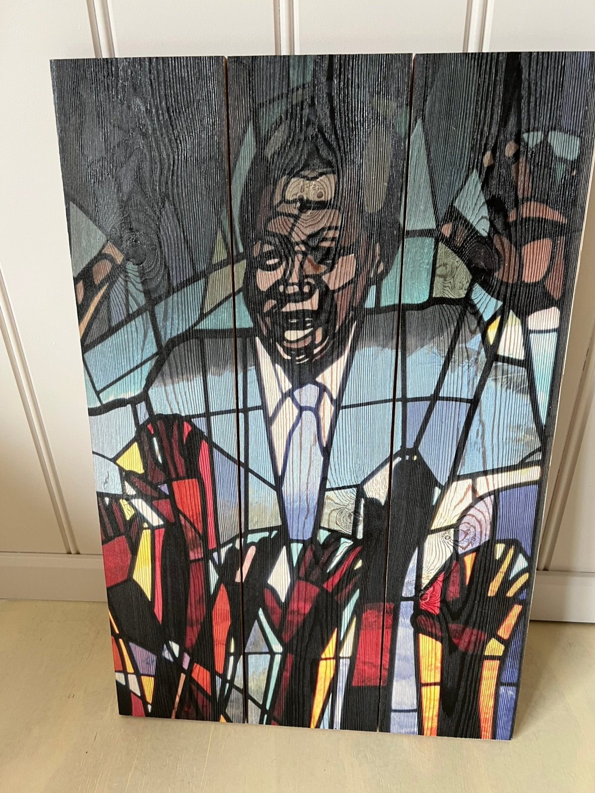 Nelson Mandela op hout voor binnen en buiten, Ophalen, Zo goed als nieuw, Minder dan 50 cm, Schilderij