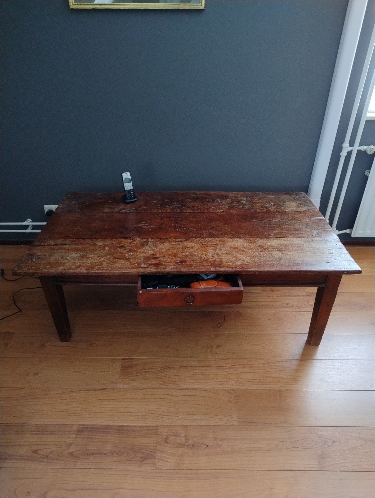 houten salontafel met lade, Antiek en Kunst, Ophalen