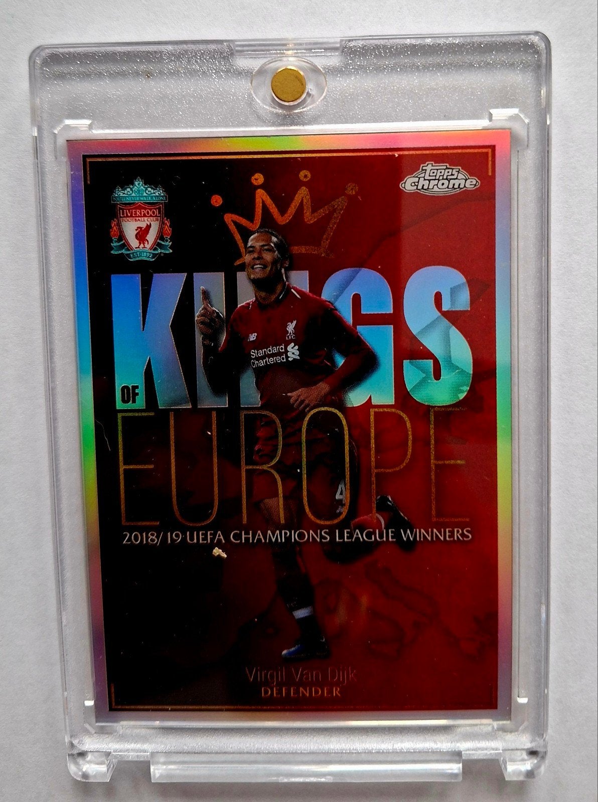 Virgil van Dijk Kings of Europe Topps Chrome kaart, Ophalen of Verzenden, Zo goed als nieuw, Buitenlandse clubs, Spelerskaart