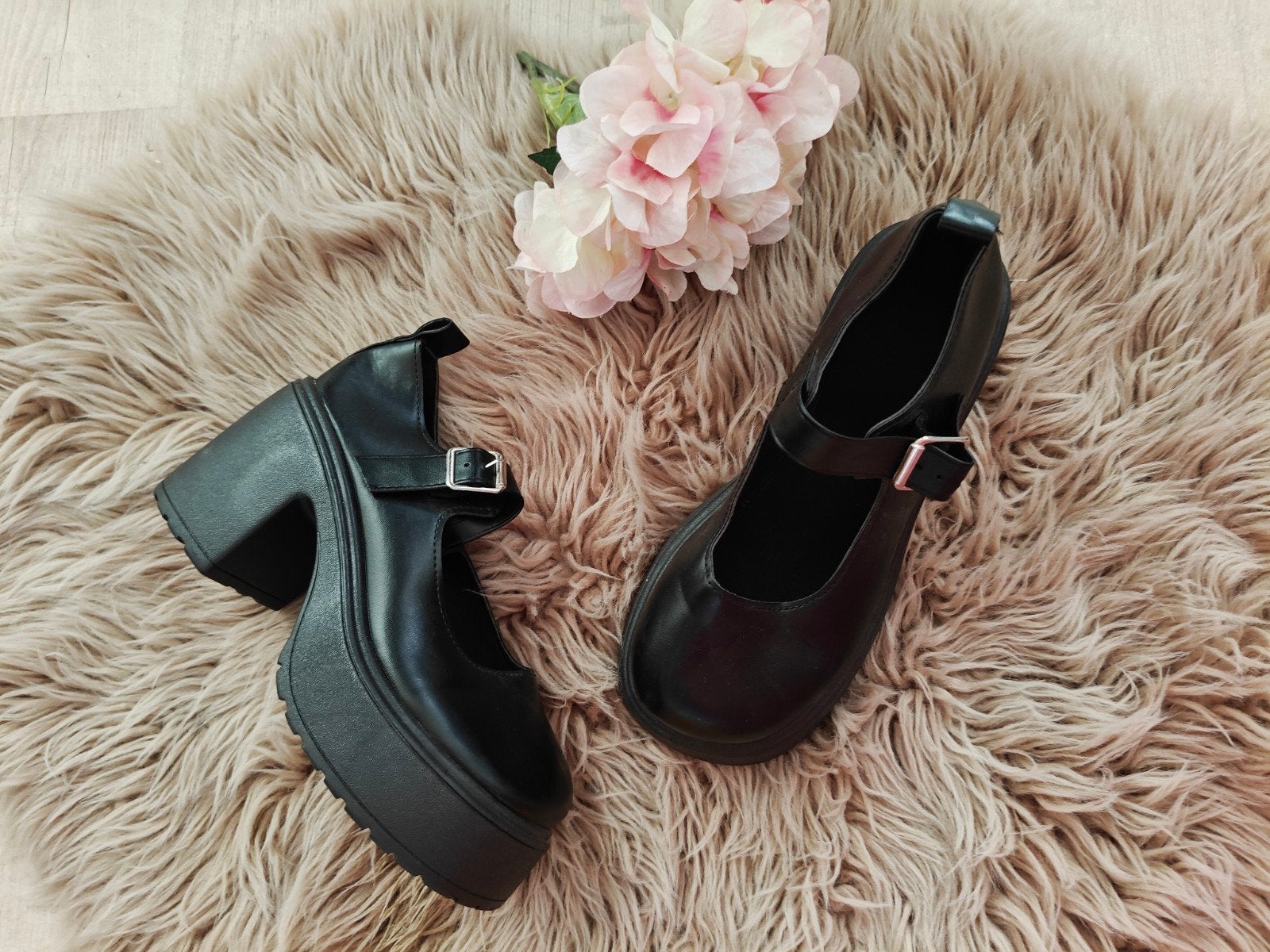 Zwarte Mary Jane schoenen met plateauzool en blokhak, Ophalen of Verzenden