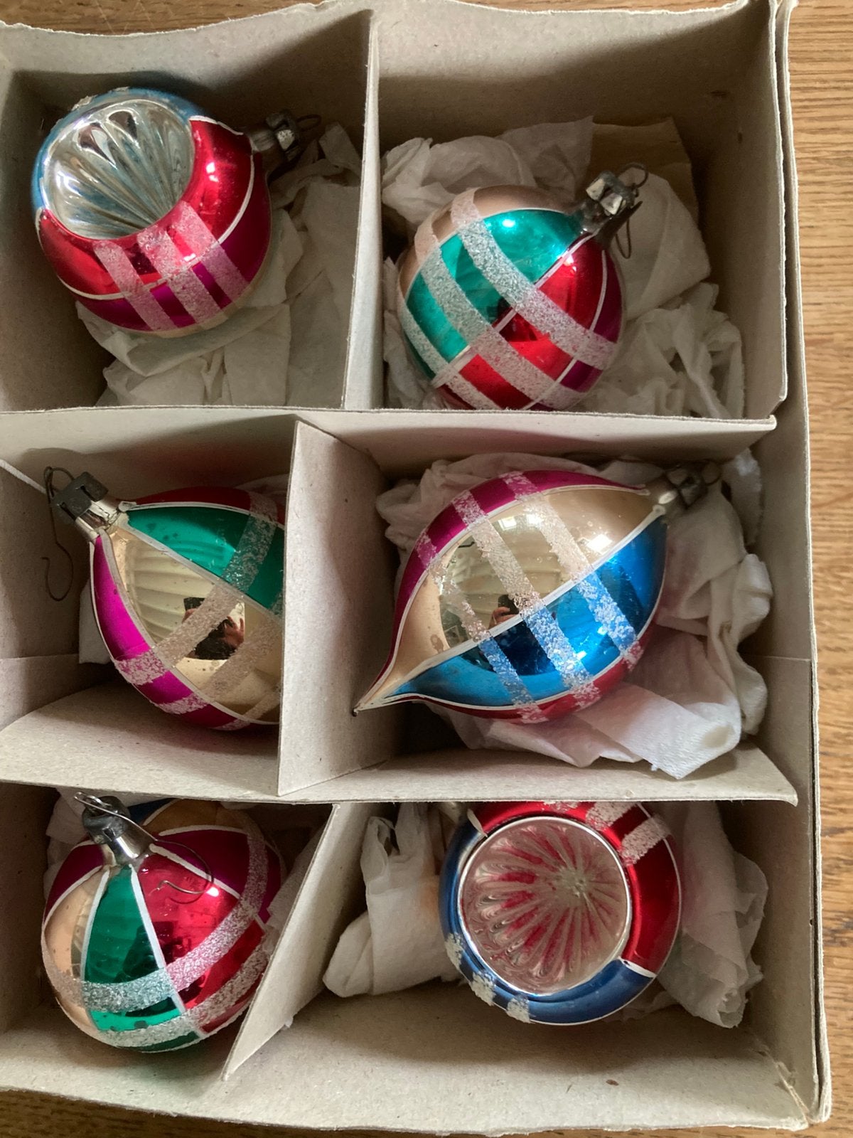 Mondriaan kerstballen oude, B, Gebruikt, Ophalen of Verzenden, N